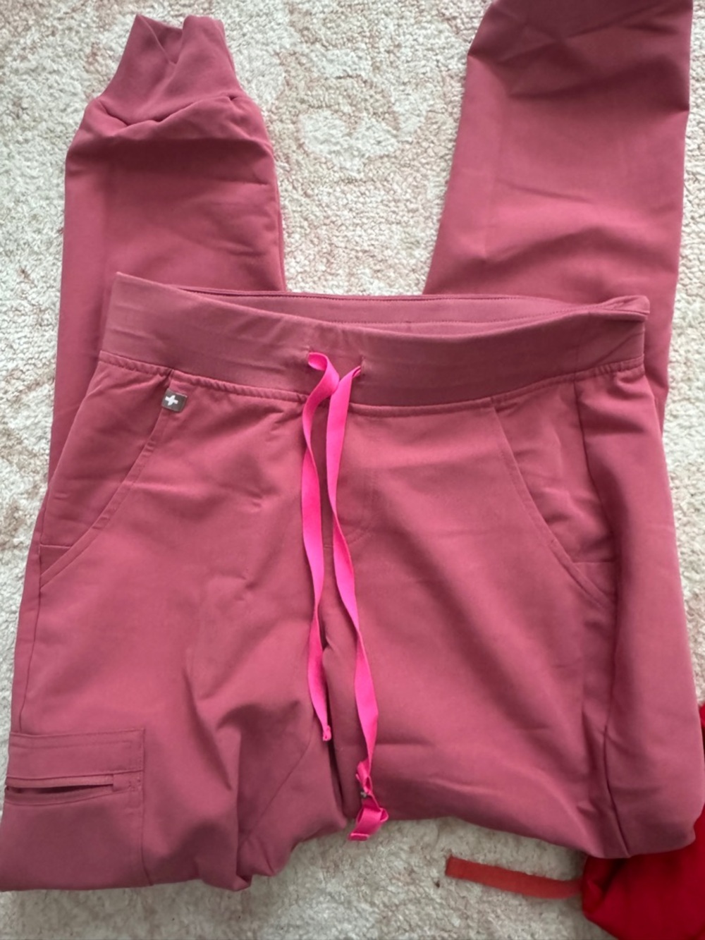 Figs Mauve Rose Scrub Pants with Drawstring